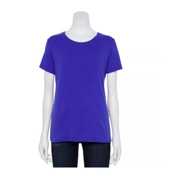 NWT 3 pc Large Women's Croft & Barrow Essential Crewneck Tee 100% Cotton - Picture 2 of 8